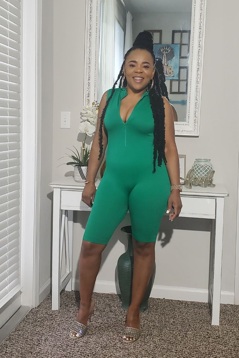 Still In Mind Romper - Kelly Green