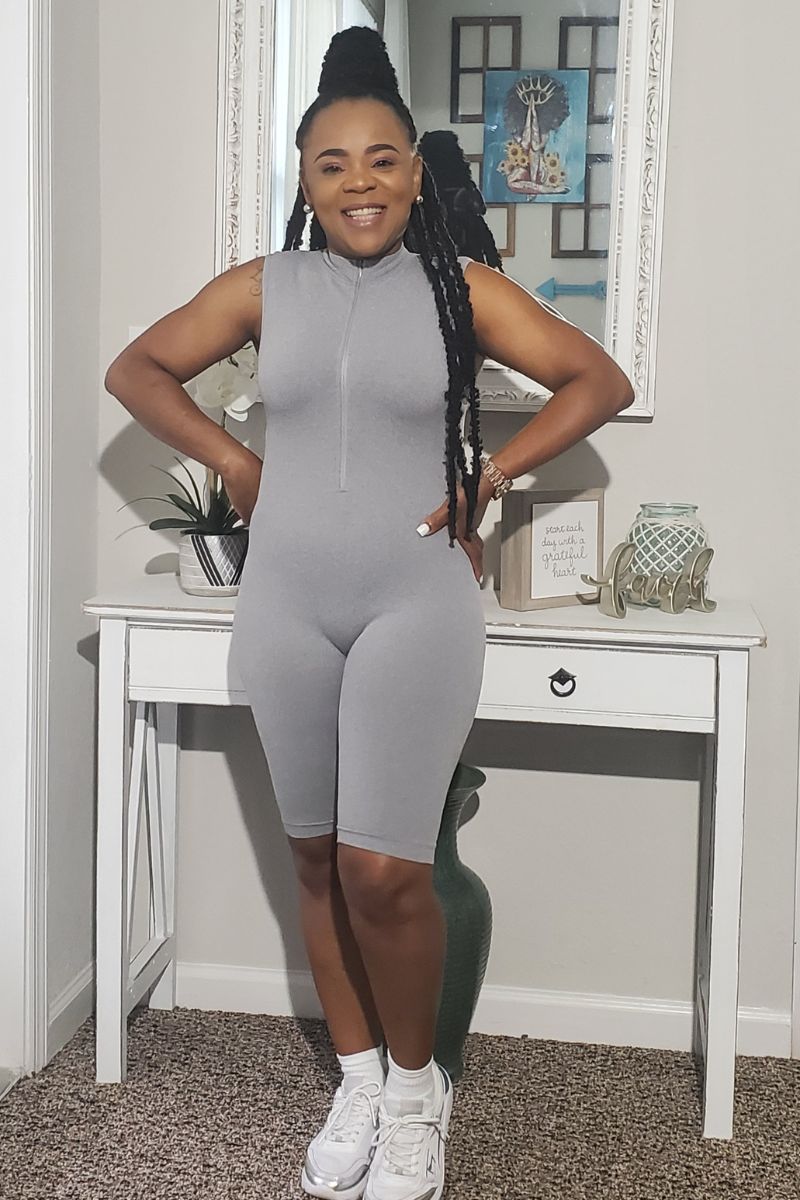 Still In Mind Romper - Grey